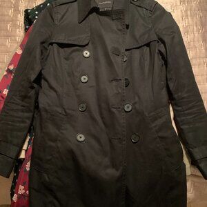 XS black Banana Republic double breasted trench coat
